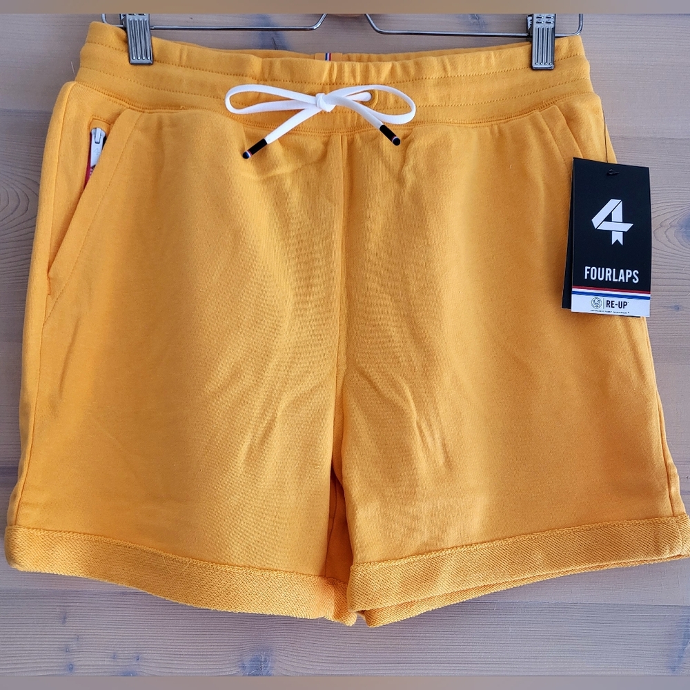 NWT FourLaps Oversized Rush Sweat Shorts Elastic Drawstring Mango Orange size S